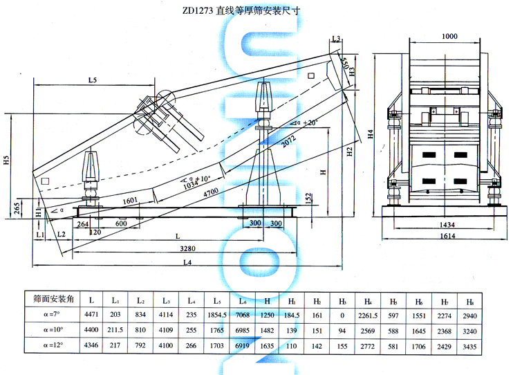 ZD型直線等厚篩安裝尺寸圖2